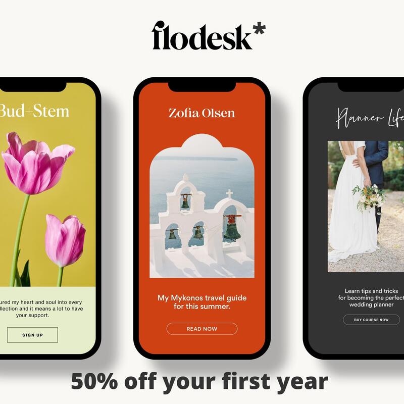 Flodesk 50% off first year 